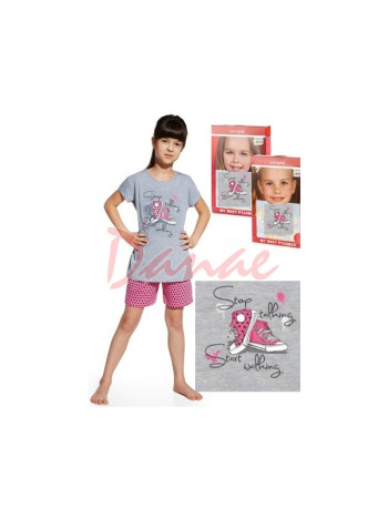Dívčí pyžamo - srdíčkové šortky - Růžové tenisky