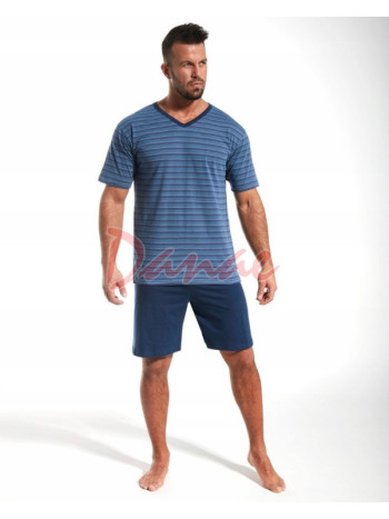 Pánské pyžamo krátké Cornette - Proužky - modrá