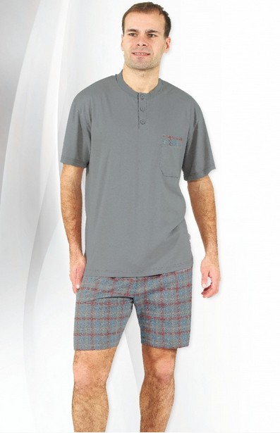Pánské krátké pyžamo - kárované šortky - R477