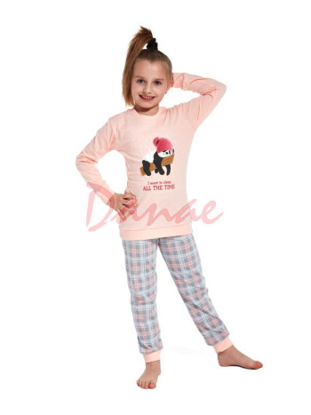 Dětské pyžamo s patentem - Panda v čepičce - růžová