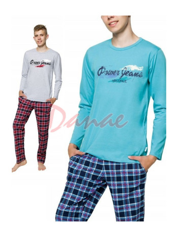 Chlapecké dlouhé pyžamo Power - káro kalhoty