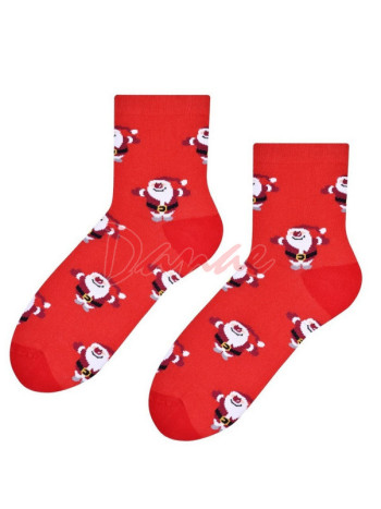 Mikuláš - dámské ponožky s vánočním motivem - červená