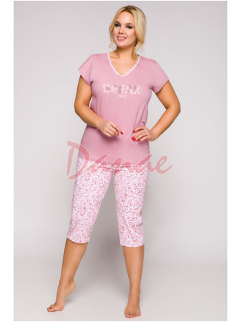 Dámské tříčtvrteční pyžamo Nice - nadměrné - růžová