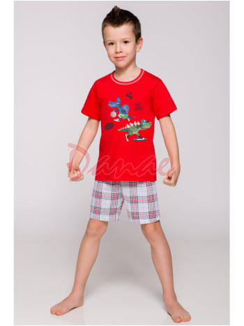 Chlapecké pyžamo se šortkami - Dinosaurus - červené