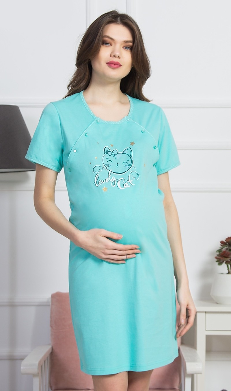 Mateřská noční košile rozepínaná - Lovely Cat