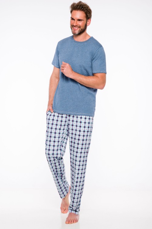 Pánské pyžamo Jeremi - krátký rukáv dlouhé kalhoty
