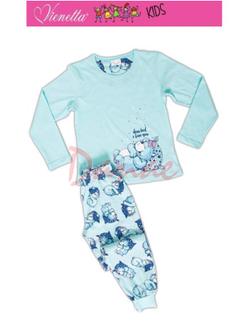 Dětské pyžamo dlouhé - Spící medvídek - modrá