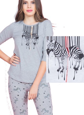 Zebra - dámské pyžamo s patenty