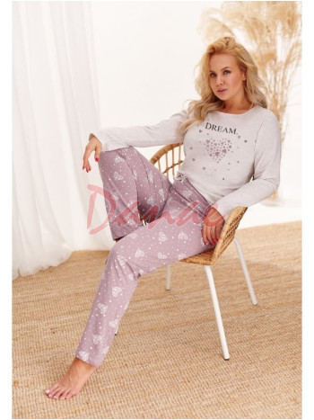 Dámské pyžamo s nápisem - Dream - smetanová/růžová
