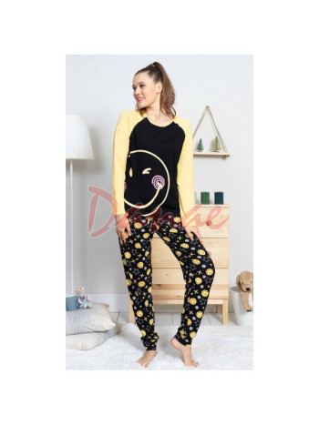 Emoticon - dámské pyžamo se smajlíkem dlouhé