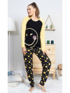 Emoticon - dámské pyžamo se smajlíkem - černá / žlutá