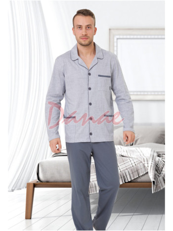 Pánské pyžamo na rozopínání na knoflíky MMax - šedé