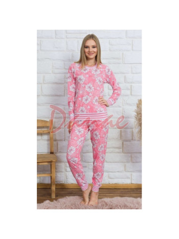 Dámské pyžamo Květy kamélie - růžové