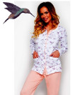 Kolibřík - dlouhé dámské pyžamo na rozepínání