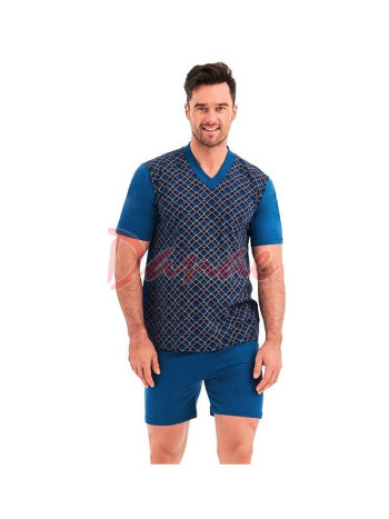 Roman - pánské pyžamo krátké - šortky - modrá