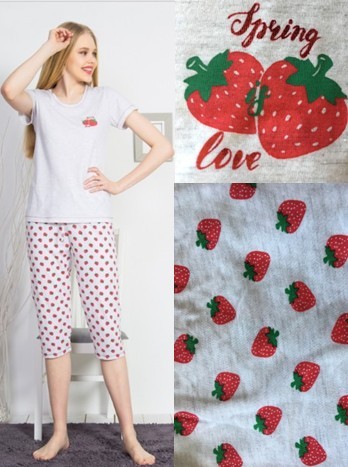 Spring Love - dámské pyžamo s jahodami