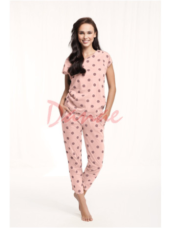 Dámské pyžamo s puntíky - růžová