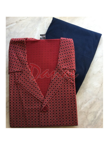 Pánské pyžamo s fazónkou - na rozepínání - červená