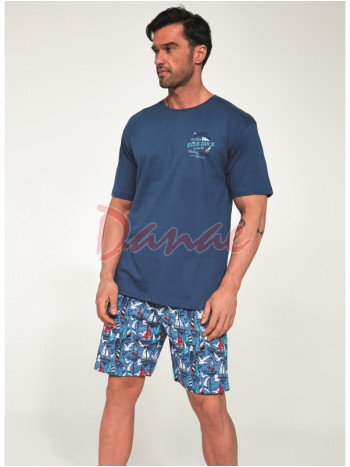 Pánské letní pyžamo s plachetnicí - šortky