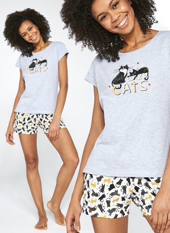Lazy Cats - dámské pyžamo s línými kočkami