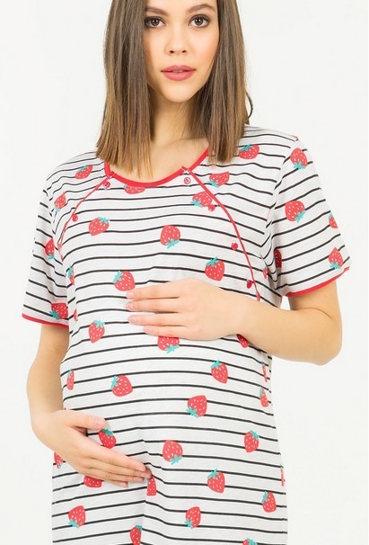 Strawberry - noční košile pro kojící maminky