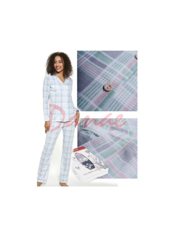 Kárované dámské pyžamo na rozepínání Susie
