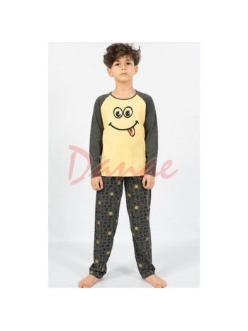 Smile - chlapecké dlouhé pyžamo s úsměvem - žlutá