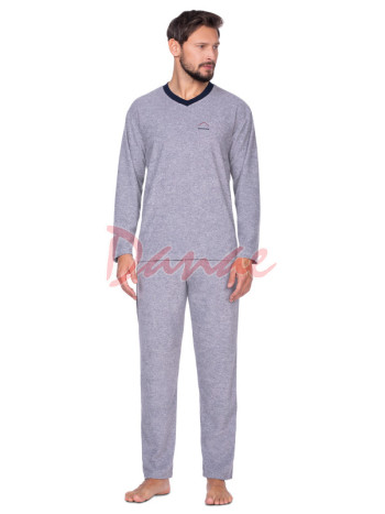 Jednobarevné teplé pánské froté pyžamo - šedá