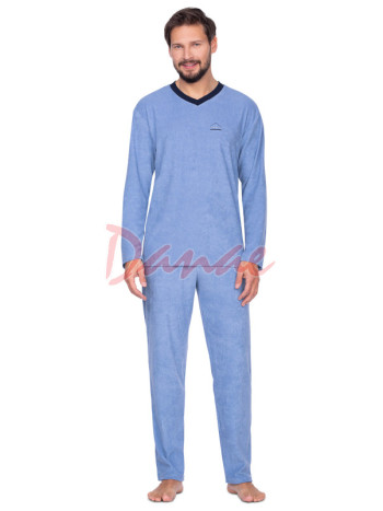 Jednobarevné teplé pánské froté pyžamo - jeans
