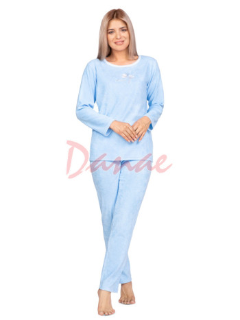 Dámské froté pyžamo s výšivkou - Sweet - modrá