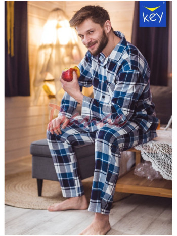 Teplé flanelové pyžamo s rozepínáním na knoflíky