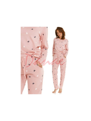 Dámské pyžamo - srdíčkový vzor - kapsy