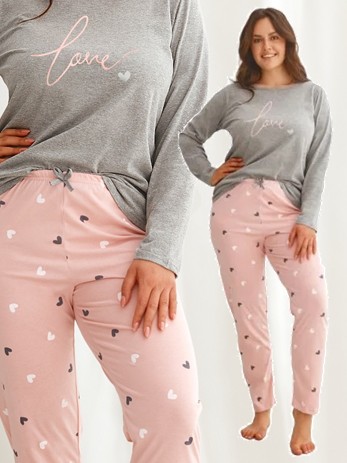 Nadměrné dámské pyžamo s nápisem - Love