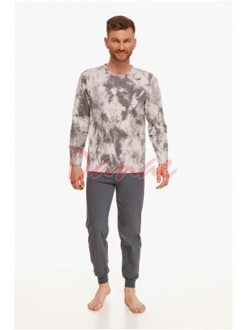 Pánské pyžamo Greg s batikovým vzorem na tričku šedá