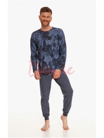 Pánské pyžamo Greg s batikovým vzorem na tričku modrá