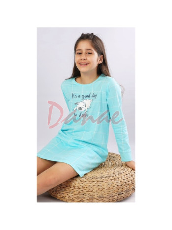 Dívčí noční košile se štěňátkem - Good day - tyrkysová