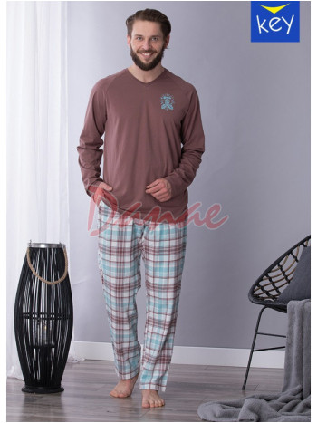 Pyžamo s flanelovými kalhotami a záplatami na loktech