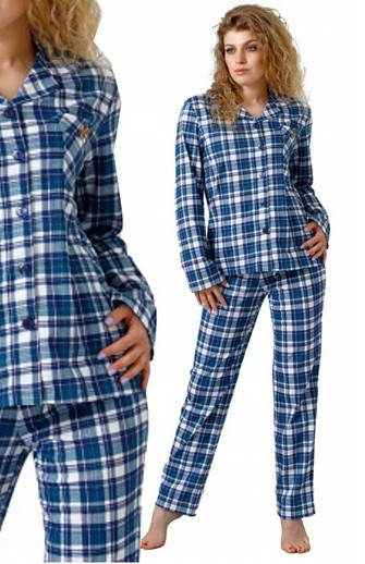 Kárované dámské pyžamo na rozepínání - Evlyn