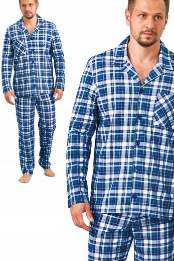 Kárované pánské pyžamo na rozepínání - Evan