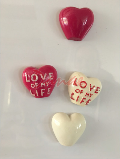 Magnetka Love of my life - 2 kusy ve tvaru srdce
