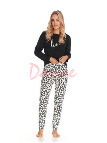 Dream Love - dámské pyžamo se srdíčky - černá
