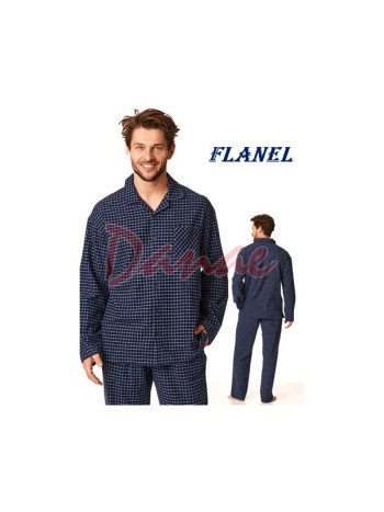 Flanelové pánské pyžamo na knoflíky Key
