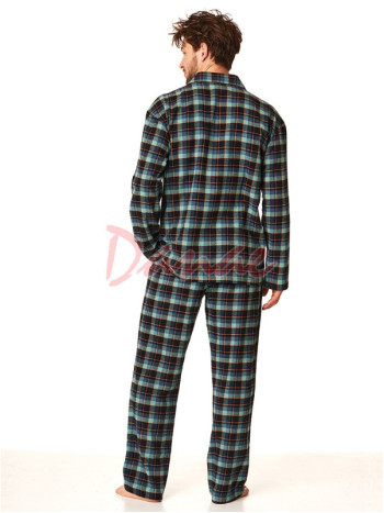 Pánské flanelové pyžamo s rozepínáním na knoflíky