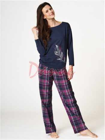 Feather - dámské pyžamo s flanelovými kalhotami
