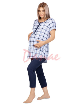 Mateřské pyžamo s krátkým rukávem - modrá