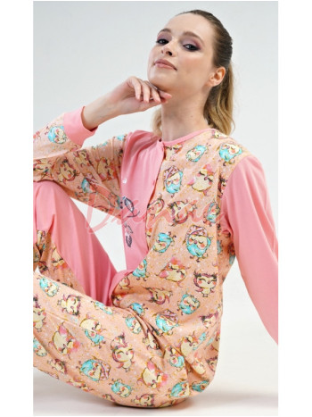 Dámský overal se sovičkami Have a nice day růžová