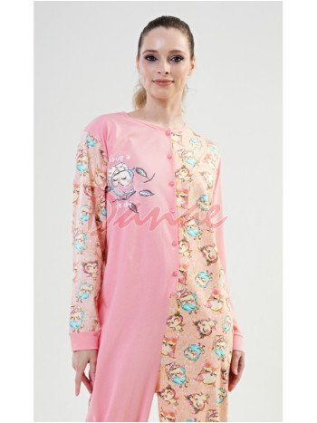 Dámský overal se sovičkami Have a nice day růžová