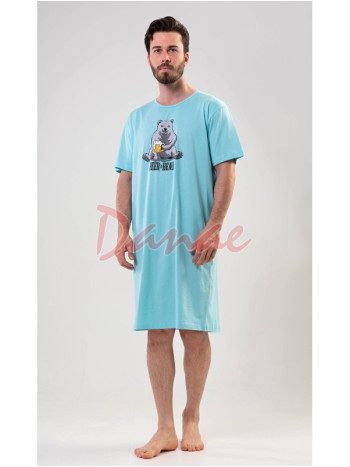 Pánská noční košile krátký rukáv Medvěd a pivo