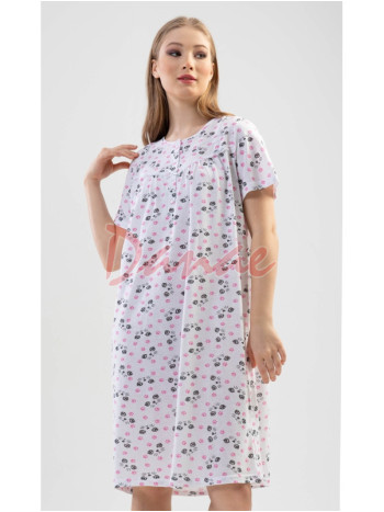 Dámská noční košile na knoflíky Kitty Paw růžová