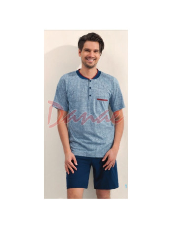 Jeans pyžamo pánské krátké - Luna 744 - modrá